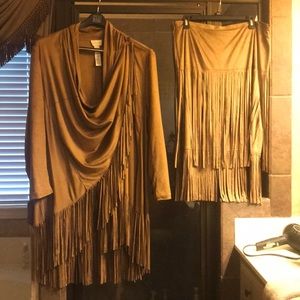 chico’s suede fringe jacket and skirt set